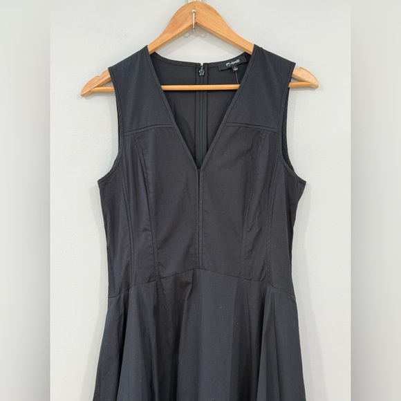 Madewell Black Yana Mid Weight Poplin V-Neck Midi Dress 4 NWT - Picture 4 of 8